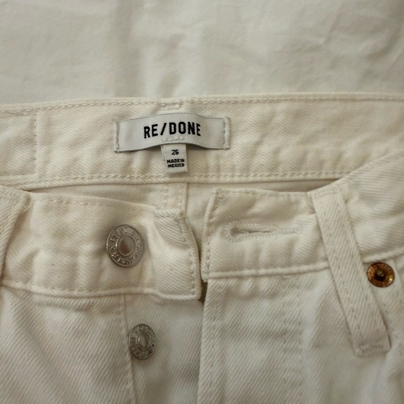 Re/Done High Rise Loose Ripped White Jeans - Picture 6 of 11